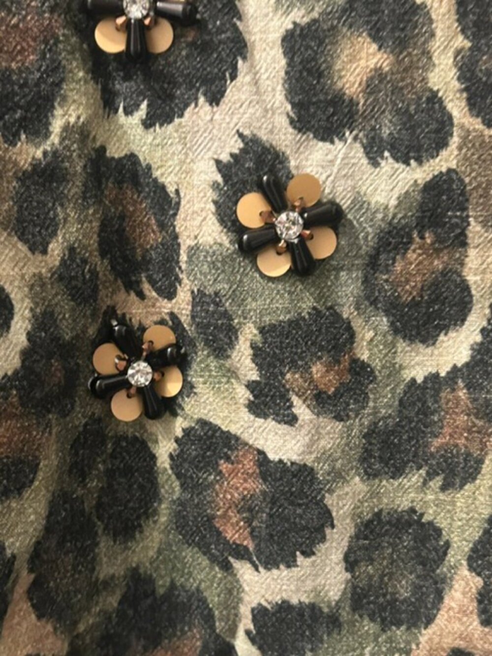 A Rare Bird Leopard Floral Print Crochet Beaded Button Front Garden Jacket NWT - Picture 6 of 16